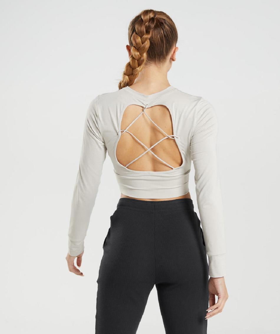 Gymshark Pause Open Back Ženske Dugi Rukav Sive | HR 3509SGL